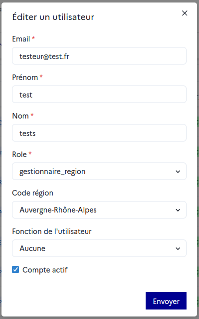 Modifier un utilisateur