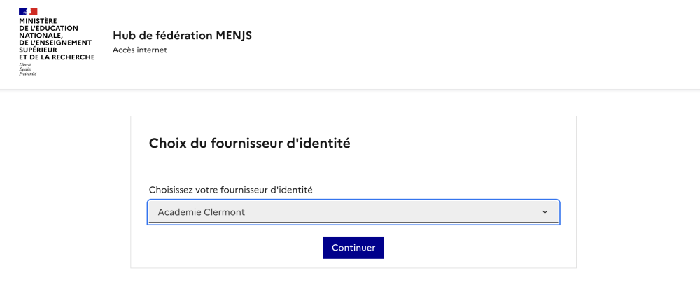 Sélection du fournisseur d'identité