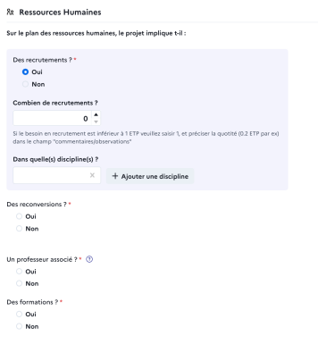 Formulaire des demandes de transformation de ressources humaines