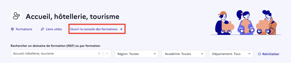Accès à la console formations depuis le panorama formations