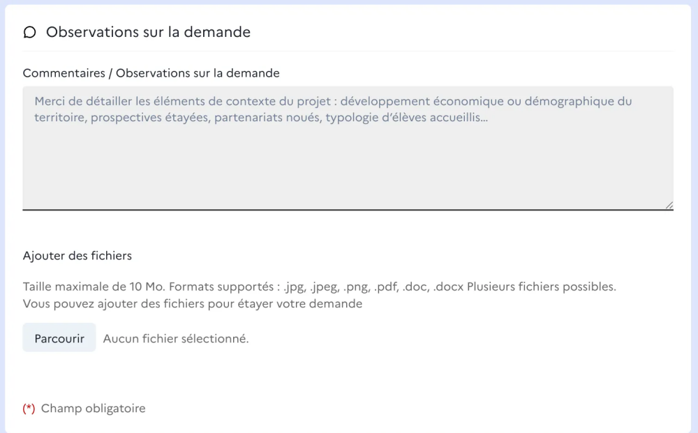 Observations sur la demande