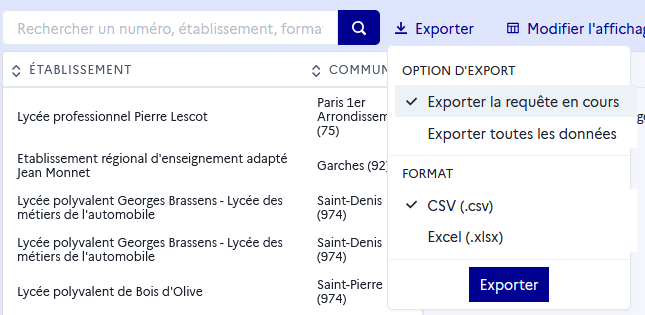 Exporter les données